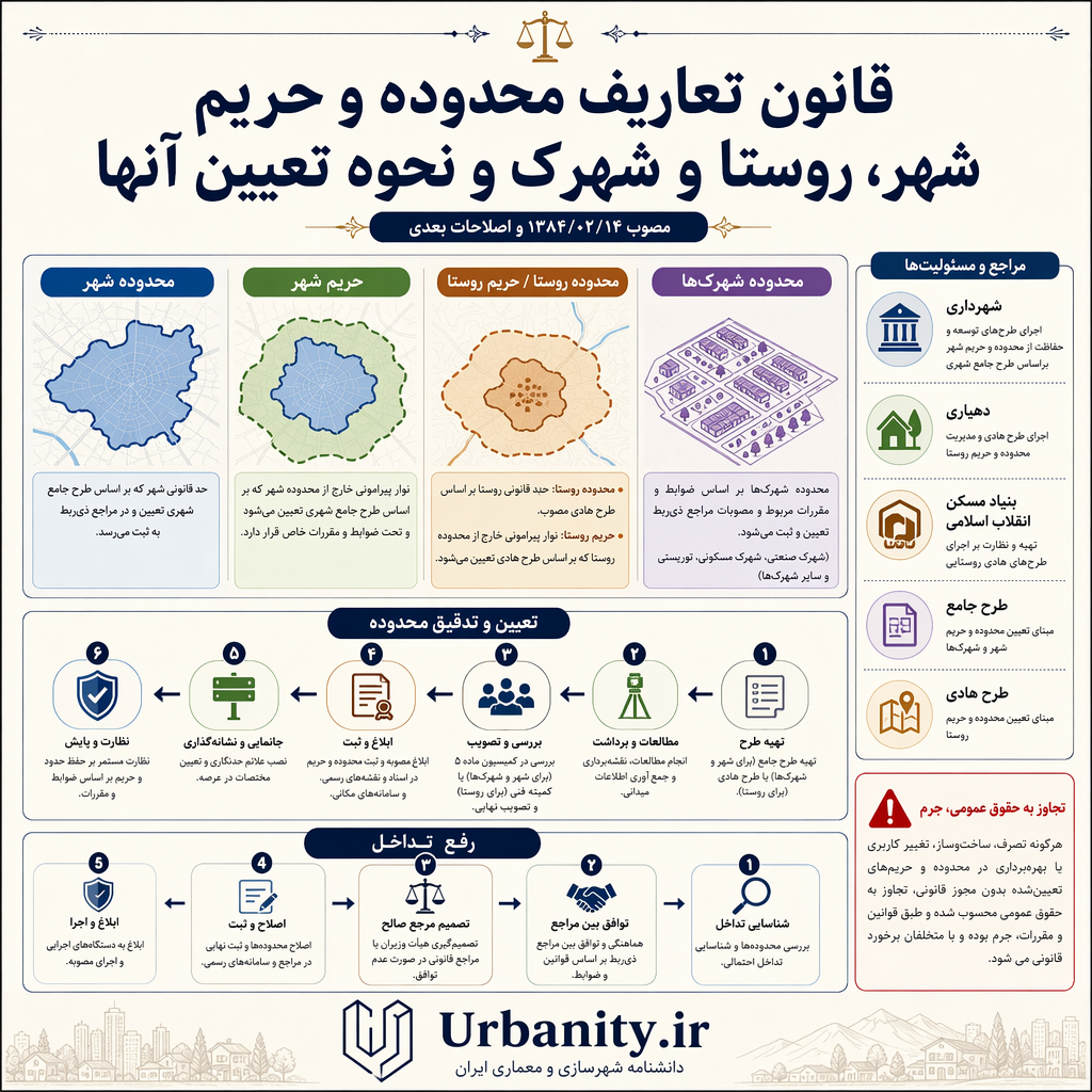 قانون تعاريف محدوده و حريم شهر، روستا و شهرك و نحوه تعيين آنها 1384 1 قانون تعاريف محدوده و حريم شهر، روستا و شهرك 1384