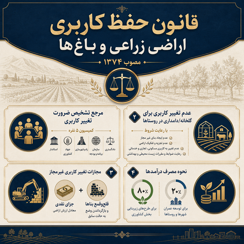 قانون حفظ کاربری اراضی زراعی و باغ‌ها | مصوب 1374